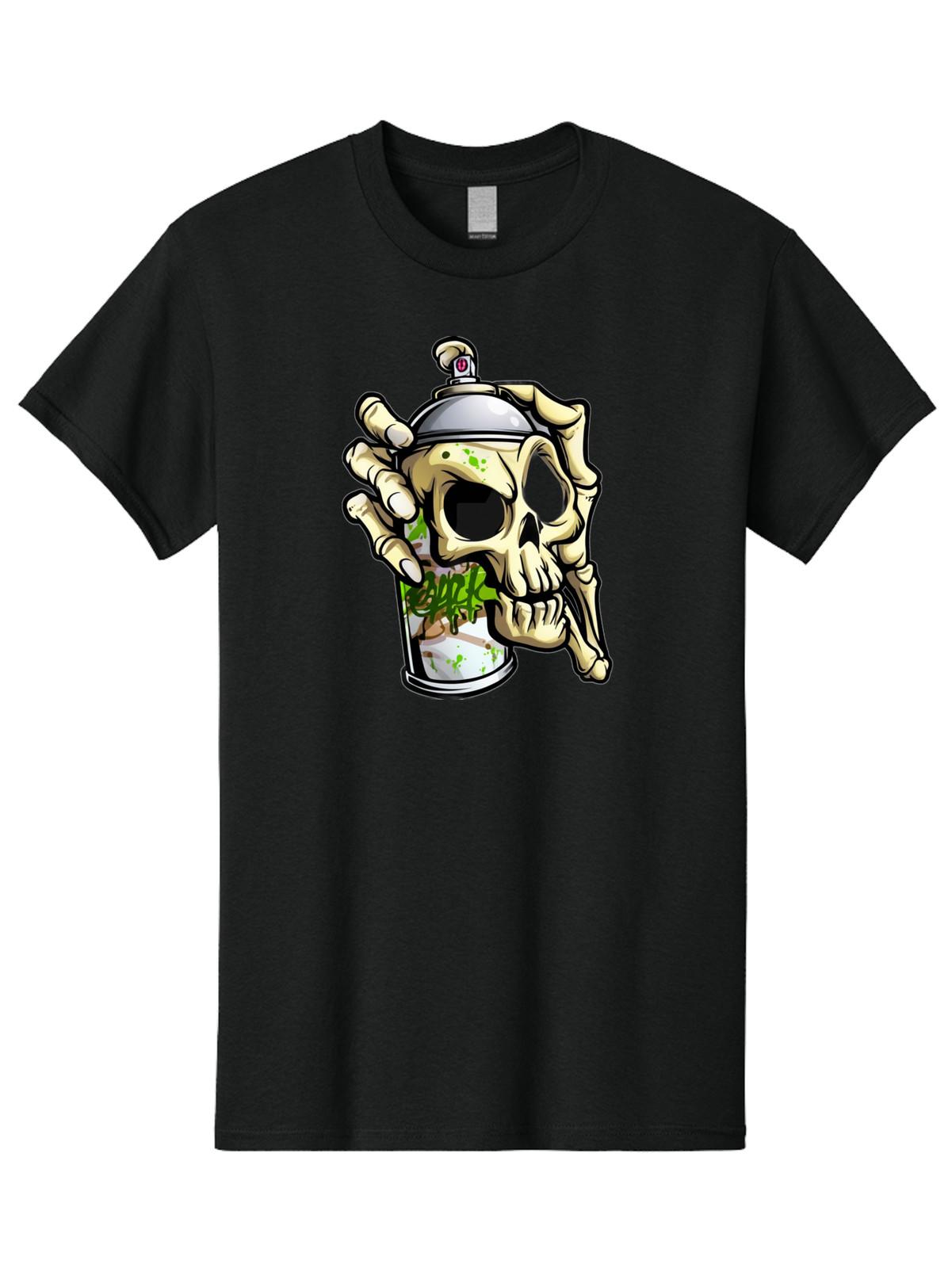 Skeleton-Spray-Paint-Can Mens Graphic Tee, 100% Cotton, Casual Summer Wear S разноцветный