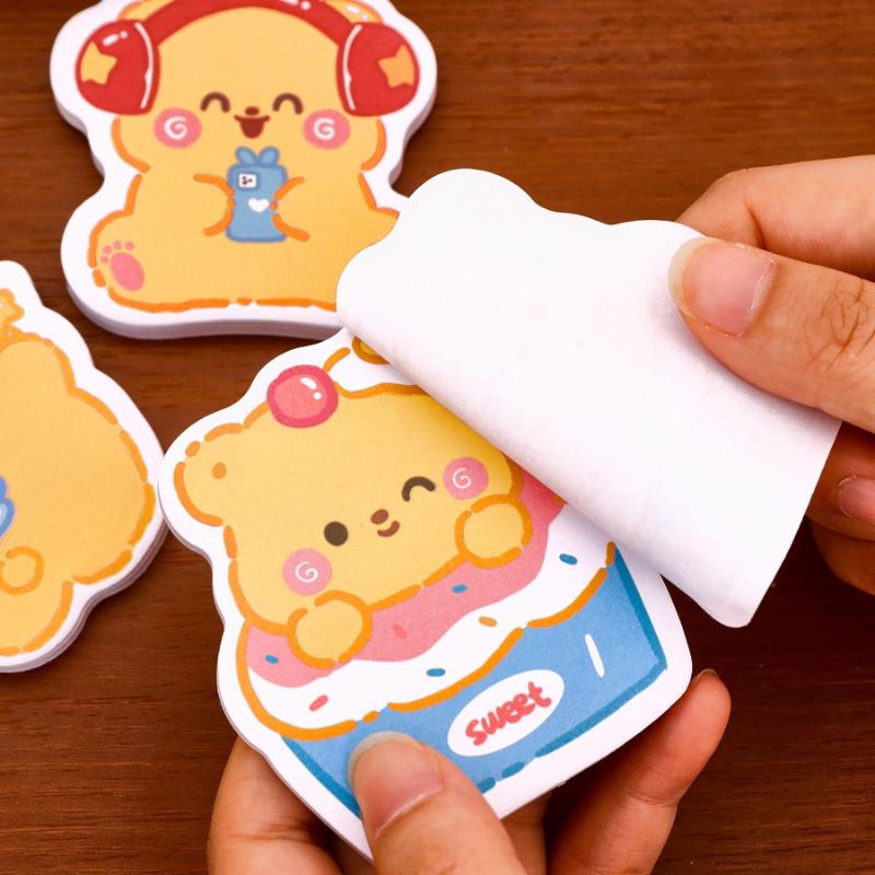 Cartoon Custard Bear Gift Sticky Notes Cute Message High Value Hand Account Decoration Material N Times Kawai Stationery Lovely