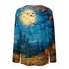 Women's Long-sleeved Loose-necked Halloween Print Casual Top, Suitable for Holiday Parties