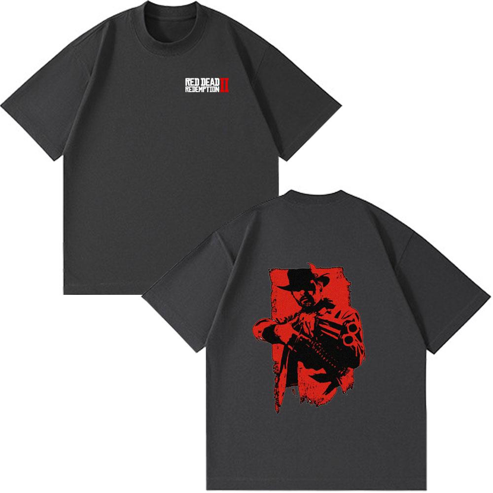 Red Dead Redemption 2 Game Graphic T Shirts Mens Clothing High Quality Fashion Summer Couple ONeck Cotton Short Sleeve Tshirt