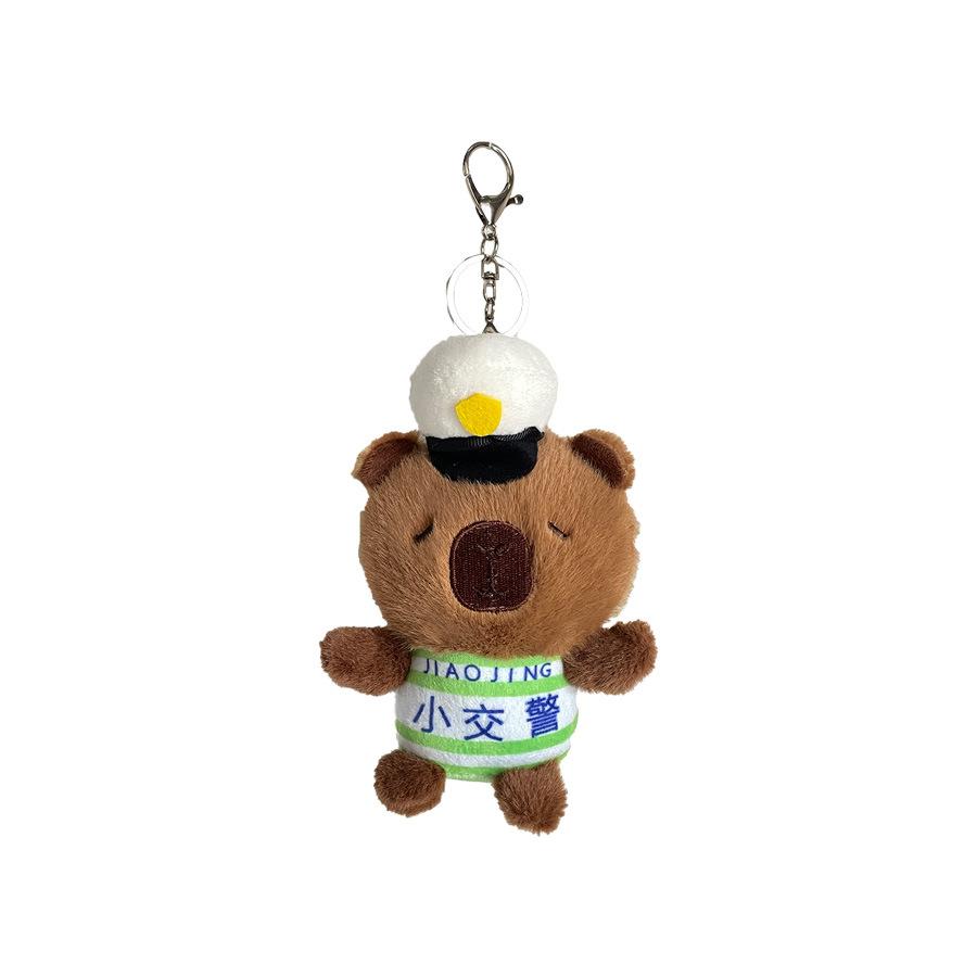 Capybara Creative Police Plush Keychain Firefighter And Traffic Officer Figurine