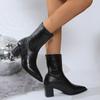 Pointed High-heeled Versatile Rear Zipper 2025 Boots Autumn and Winter European and American Western Fashion Boots Short Boots Women's Thick Heel