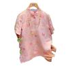 Pink outer stand-up collar top short-sleeved summer shirt high-end daily shirt