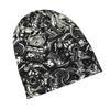 2D Flat Printing Retro Motorcycle Parts Classic Knit Hat for Adults Available In Versatile Tones Ideal for Subtle Styling During Cool Days Or Relaxed 