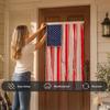 Patriotic Decorations Wreath & Flag Banner, 3D Star Hanging Ornaments for Front Door, Weatherproof Porch Hanging, Outdoor Wall Sign for Independence