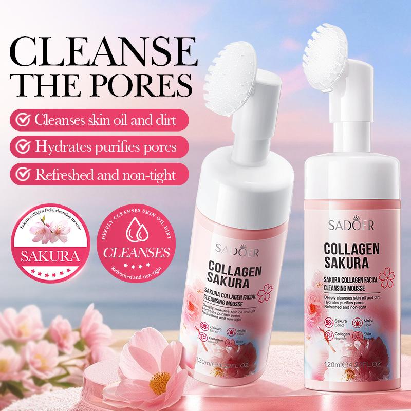 Spot Cleansing Mousse 120ml Cherry Blossom Collagen Moisturizing Cleansing Mousse Skin Care Products