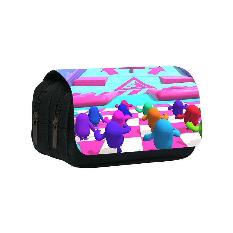 Fall Guys Pencil Case Double Layer Cartoon Stationery Bag For Students And Kids