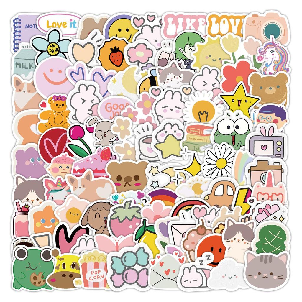 100PCS Waterproof Cute Cartoon Stickers for Refrigerators & Phones - Creative DIY Decoration for Kids