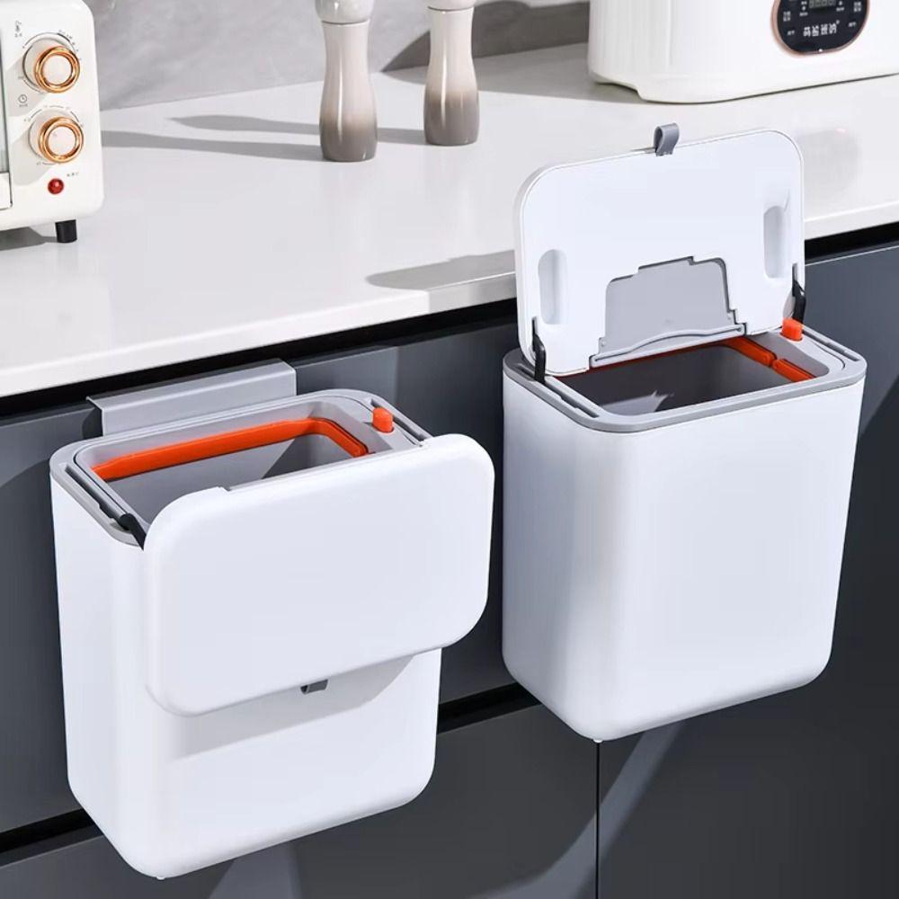 Wall Mounted Garbage Recycling Bin Dual Inner Flip Type Storage Bin  Kitchen Bathroom