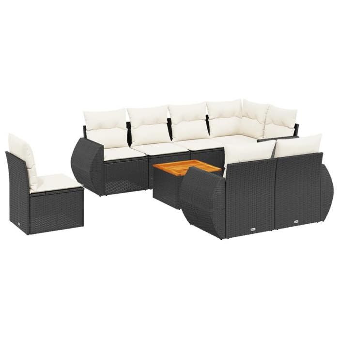VidaXL Garden Lounge Set with Cushions 9 Pcs, Patio Sofas, Furniture Set, Outdoor Terrace Furniture, Black 3257428