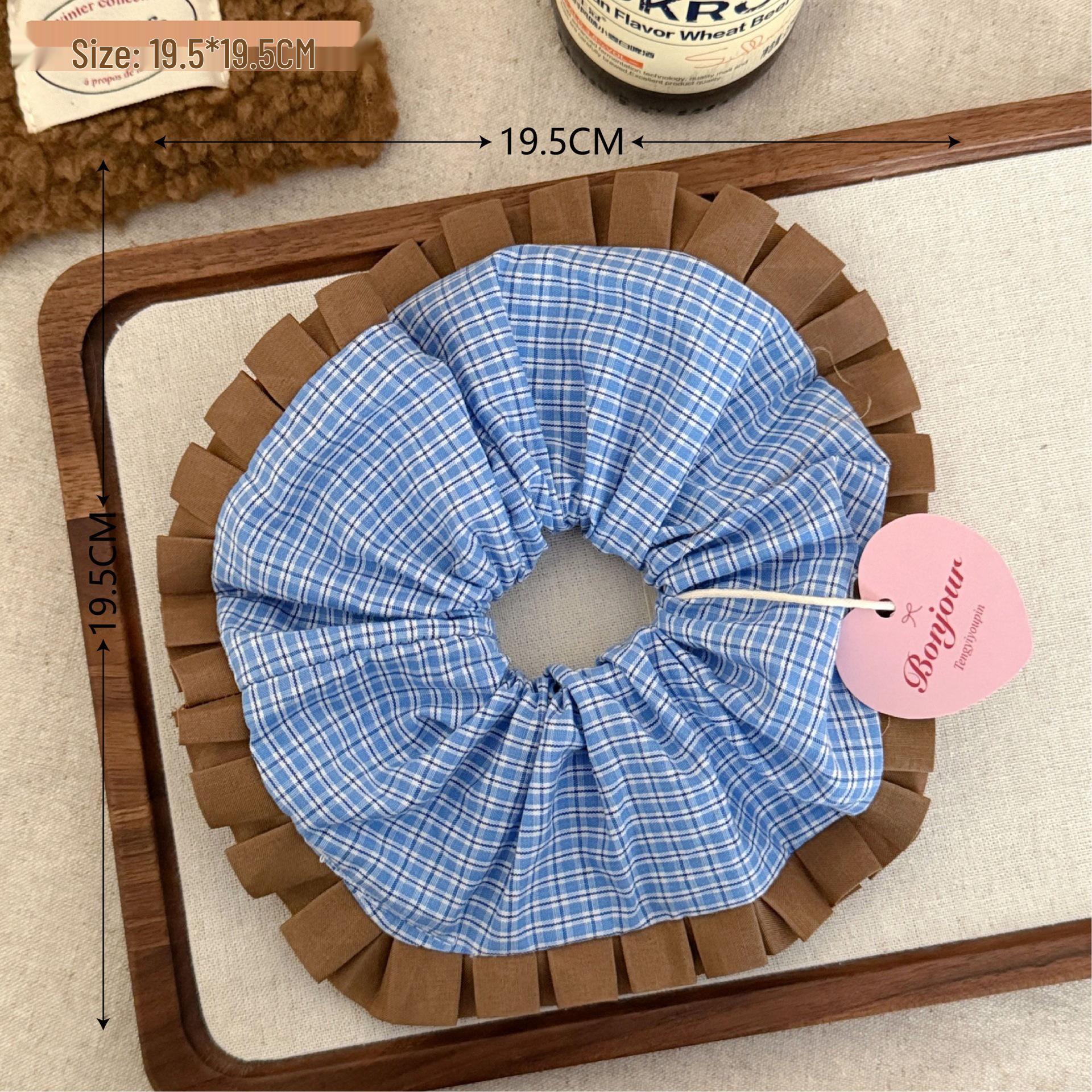 Корейская ретро клетчатая джинсовая кружевная резинка для волос - Модная высококачественная резинка для хвоста