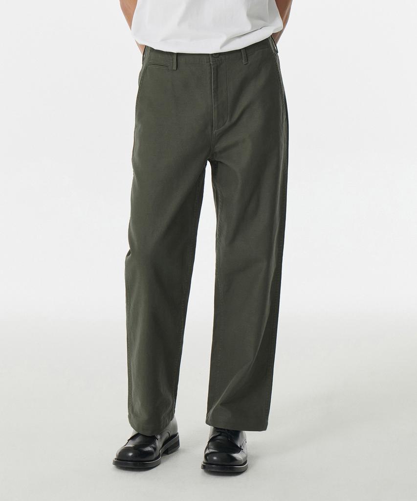 Musinsa Standard Back Satin Tapered Officer Pants [Khaki]