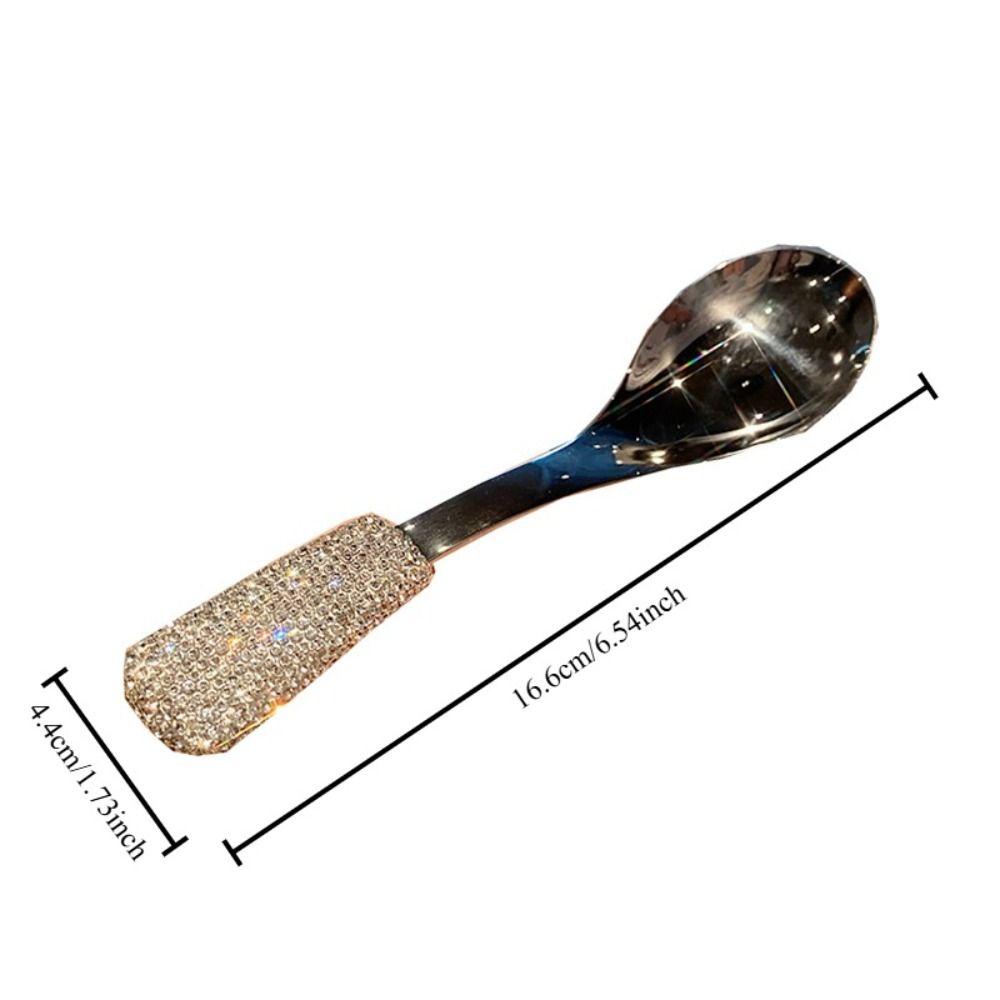 Portable Ice Cream Spoons Rhinestones Rice Spoons Easy To Clean Soup Spoons  Restaurant
