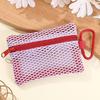 Transparent Mesh Makeup Bag Stylish Portable Cosmetic Pouch With Zipper Flat Design For Toiletries And Makeup Storage