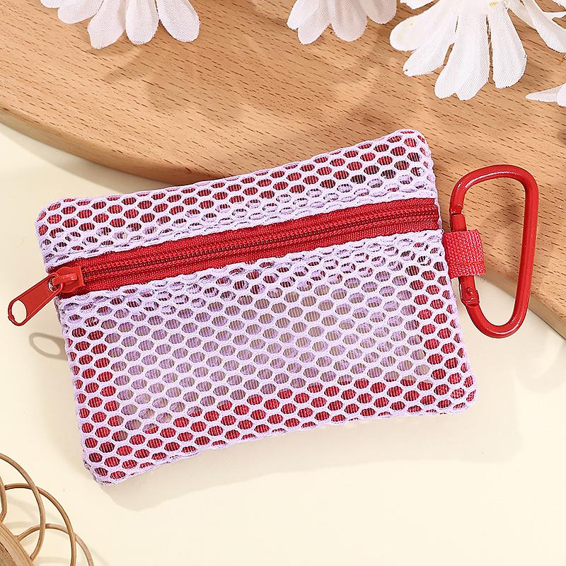 Transparent Mesh Makeup Bag Stylish Portable Cosmetic Pouch With Zipper Flat Design For Toiletries And Makeup Storage