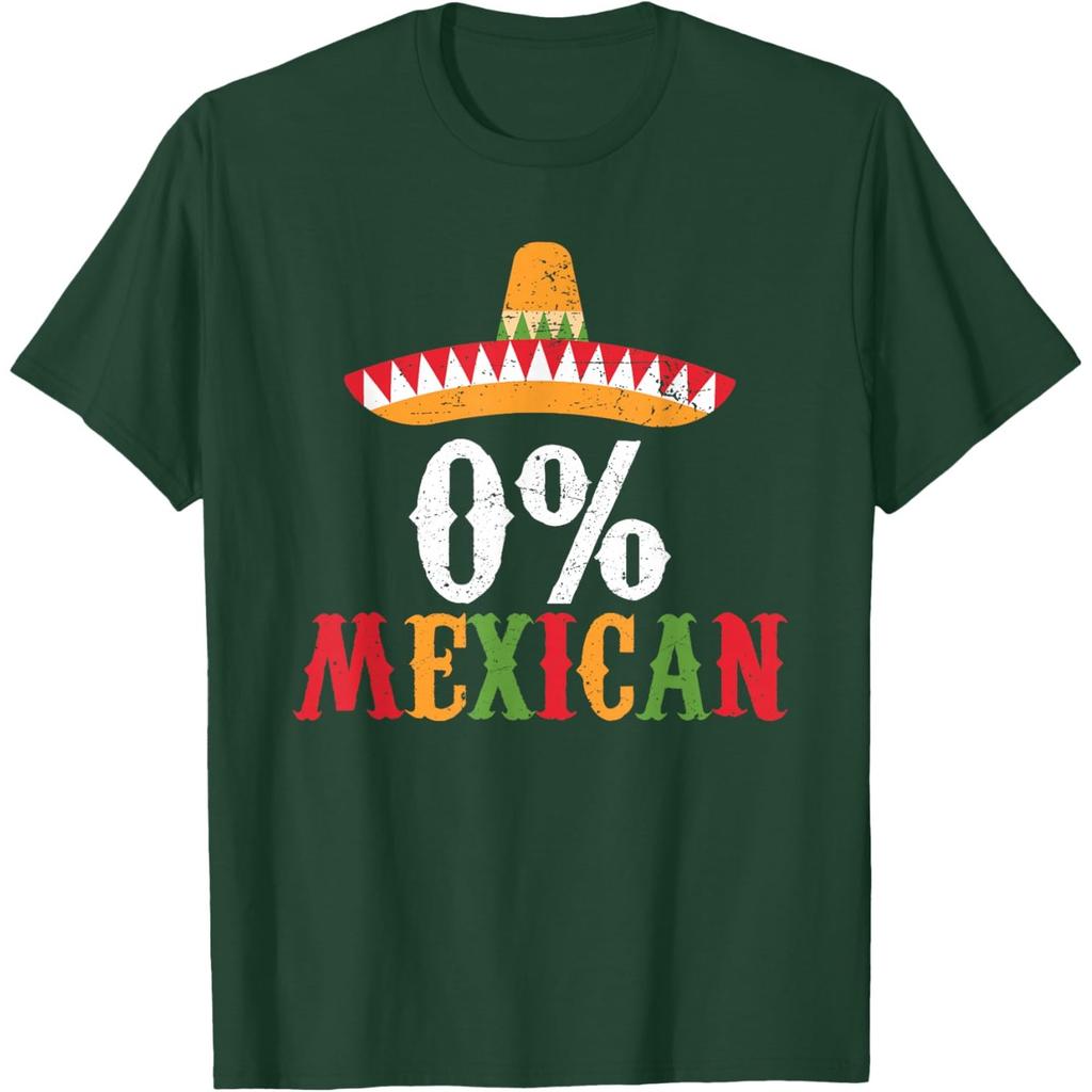0 Prozent Mexikaner Lustiger Sombrero-Aufdruck Grafik-T-Shirt Lässiges Baumwoll-T-Shirt