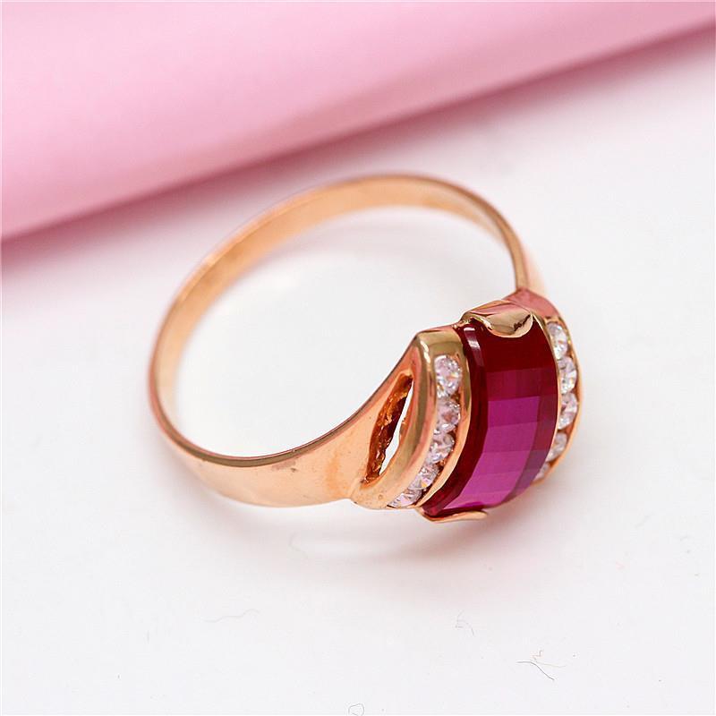 Russian Purple Gold Inlaid Redstone Simple Sweet Fashion Light Luxury Advanced Rose Gold Plated Adjustment Ring