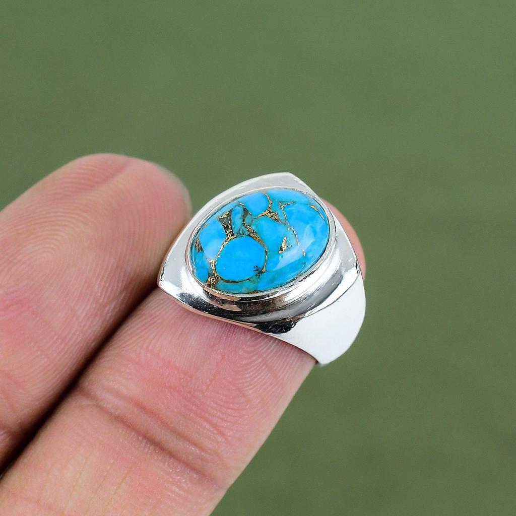 Kupfer Türkis Ring 925 Sterling Silber Ring Neuestes Design Schmuck Edelsteinring Handgefertigter Ring Geschenk für Mutter In Ringgröße erhältlich