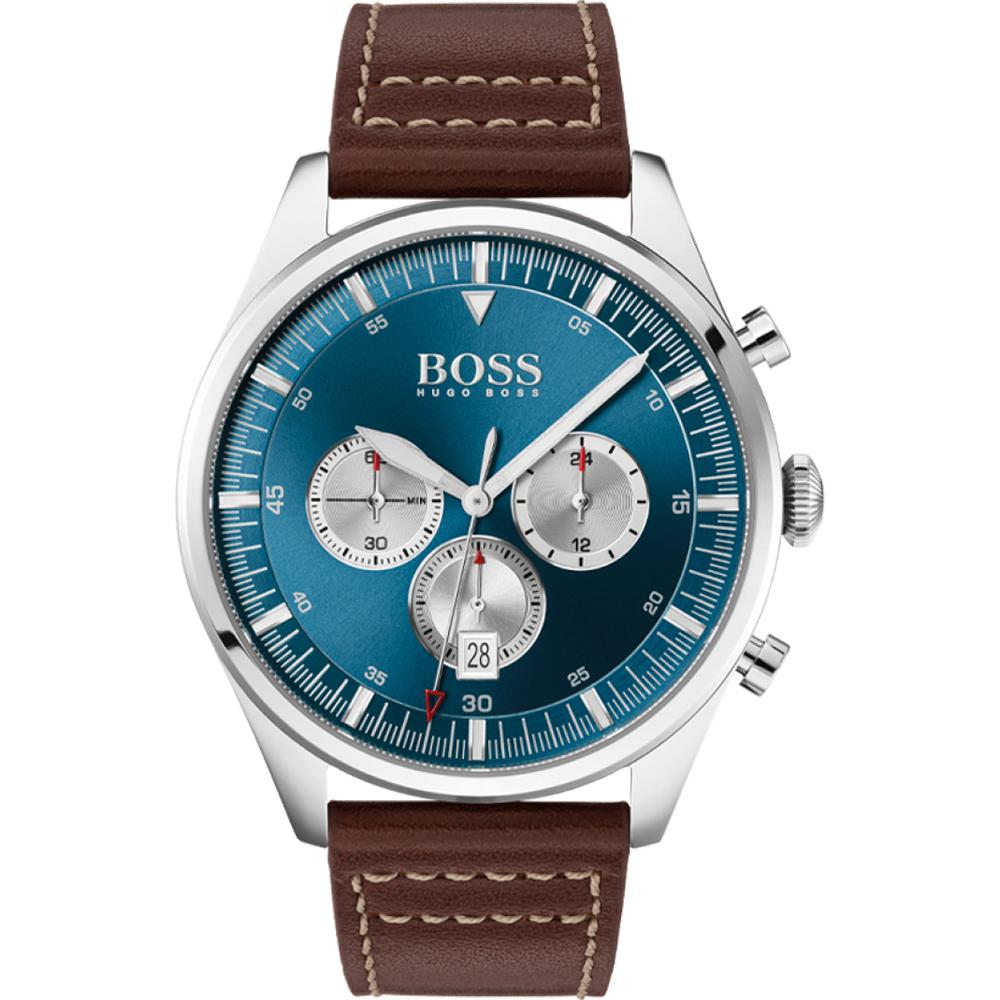 BOSS Pioneer Blue Dial Brown Leather Men s Quartz Watch 1513709 синий