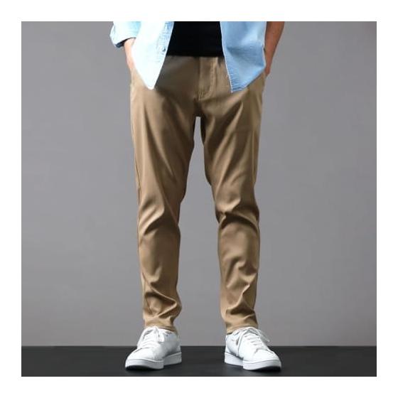 [M.R.U] Stretch Pants, Men's Chino Pants, Long Pants, Stretch, Sweat Absorbent, Quick Drying, Lightweight, Loose