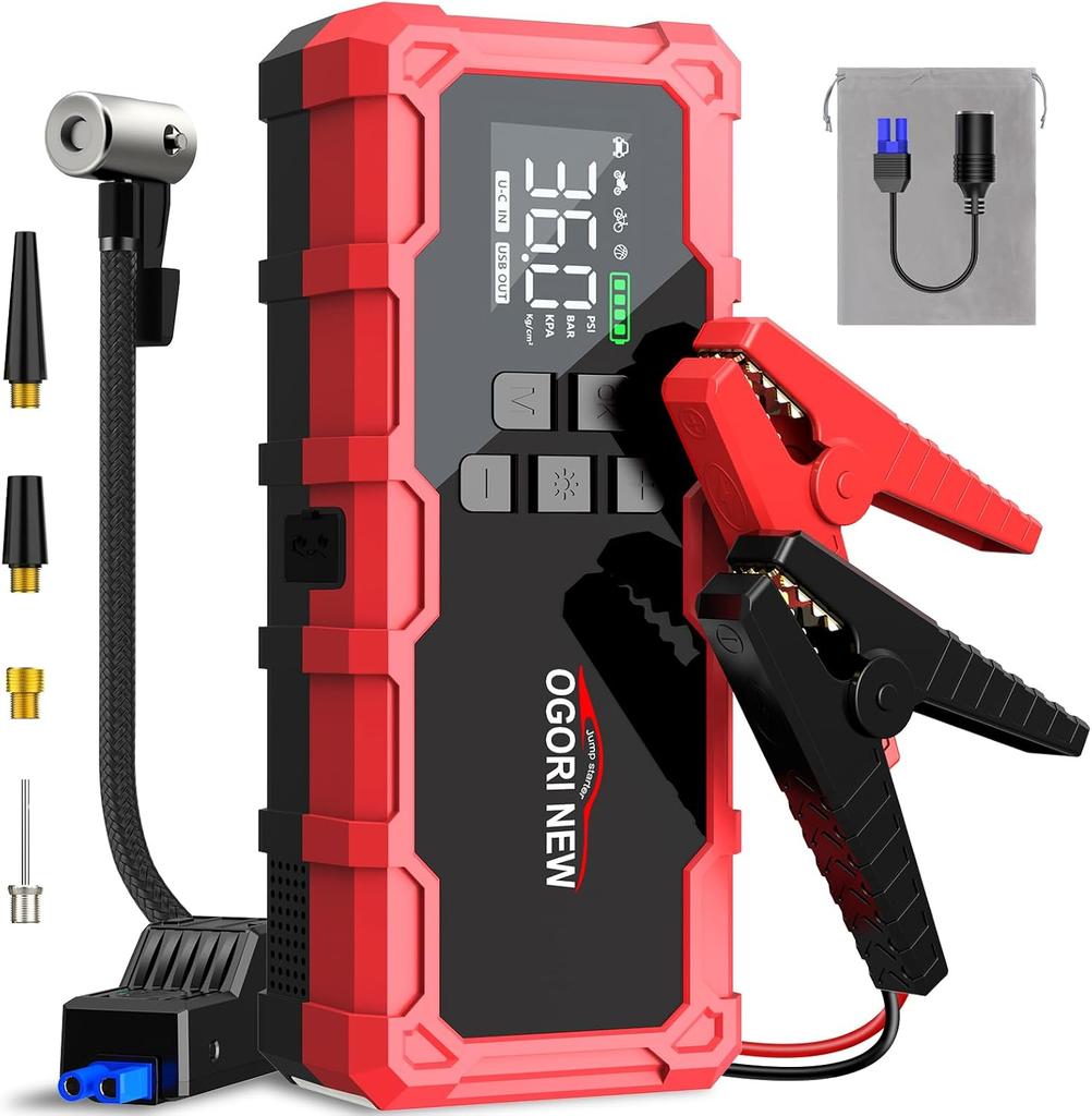 8000A Jump Starter with Air Compressor, 26800mAh, 150PSI Portable Car Battery Booster (12V, All Gas/16L Diesel)