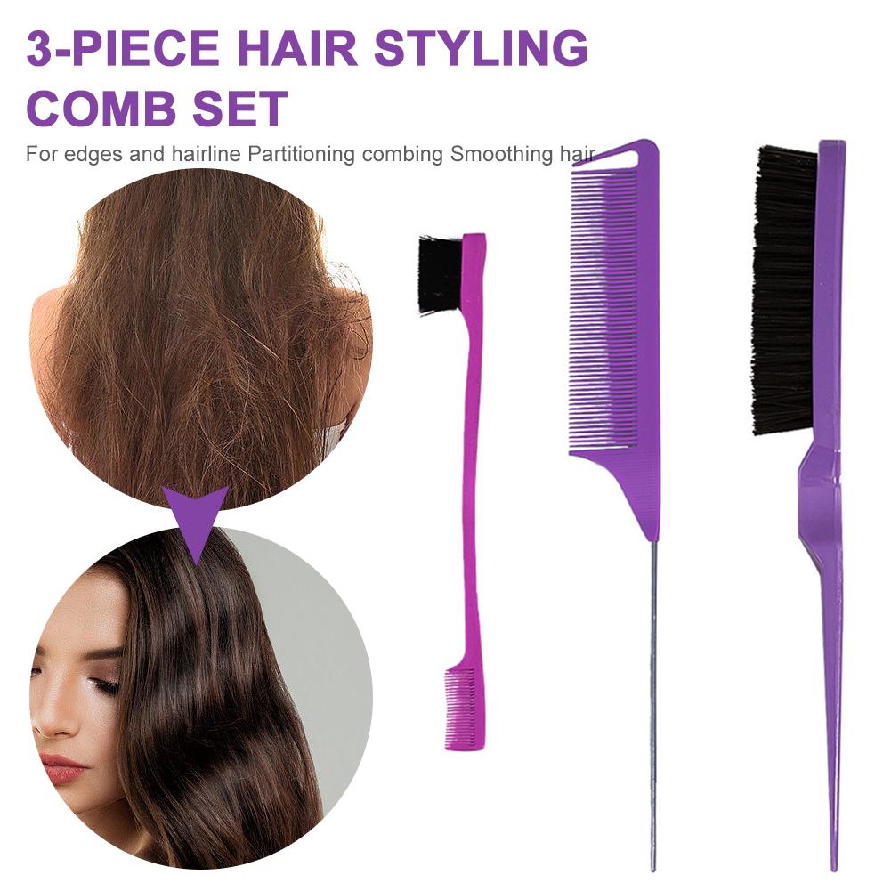 Hair Styling Comb Set Rat Tail Hair Comb Double Sided Teasing Hair Brush for Edge Back Brushing Combing Slicking Hair for Women