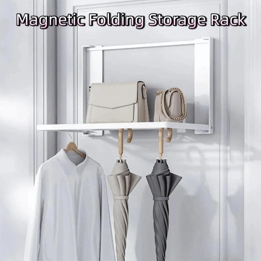 No Punching Magnetic Folding Storage Rack Metal Clothes Rack  Washing Machine Side
