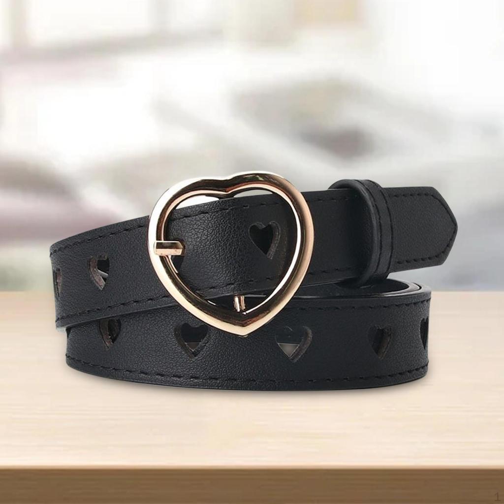 Fashion Women PU Leather Belt Clothes Accessories Heart for Pants Dress Decor
