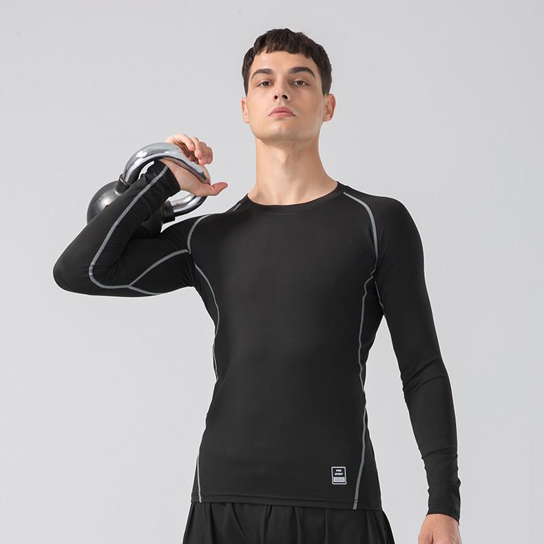 Cross-border PRO Men's Quick-Dry Sports Tights: High Elastic, Sweat-Absorbent, Long-Sleeved Fitness & Cycling Shirt
