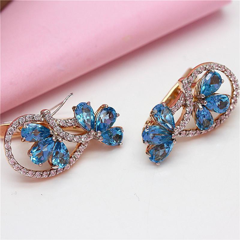 

Exquisite Russian Purple Gold Topaz Earrings, Luxury And Noble Temperament, Atmospheric Rose Gold-Plated Irregular Ear Buckles