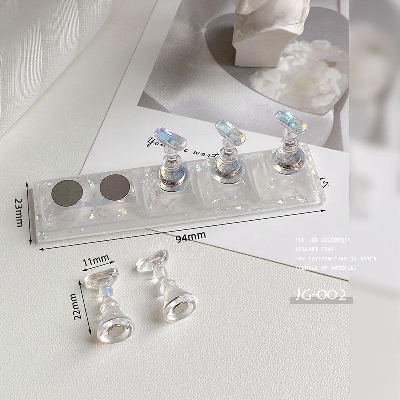 1 Set Transparent Aurora Nail Stand Magnetic False Nails Holder Press On Nail Display Nail Rack Acrylic Nail Training Manicure