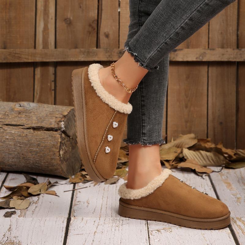 Women's Lazy Snowfield Boots Women's Winter New Fashion Baotou Fleece Warm Slippers Cotton Shoes