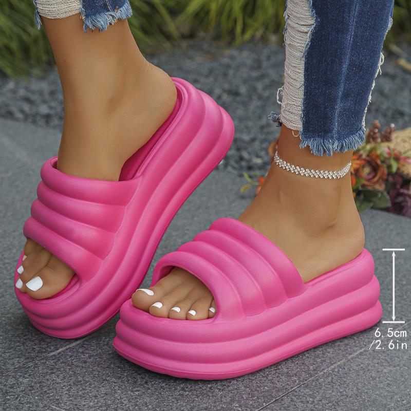 Fashion Rimocy Women's Chunky Platform Slippers Pink 2024 Summer Thick Bottom Sandals Woman Soft Open Toe Eva Beach Flip Flops Females