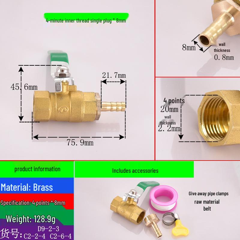 Brass Pagoda Water Pipe Ball Valve (6-19mm) with Hose Switch