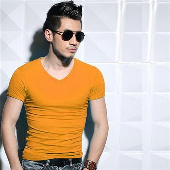 Men's Slim Fit Solid Color Short-Sleeve T-Shirt, Round Neck, Black/White Trend