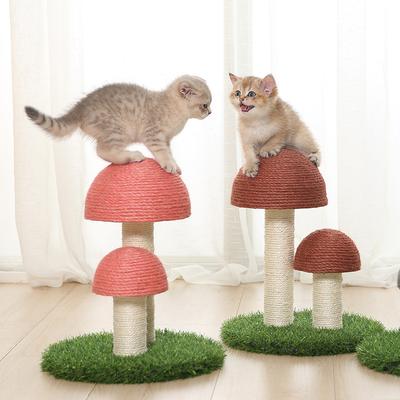 Cat Climbing Frame Through The Sky Column Natural Flax Mushroom Cat Scratching Post Simulation Lawn Large Wear-resistant Cat Toys Scratching Board