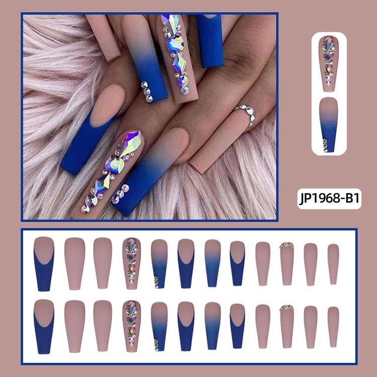 Long T-Point Diamond Jelly Glue False Nails - Press-On Nail Art Tips