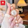 OLEVS Damen Uhr Mode Elegantes Perlenarmband Armbanduhr für Damen Luxus Diamantlünette Wasserdicht Damen Quarzuhren 5640