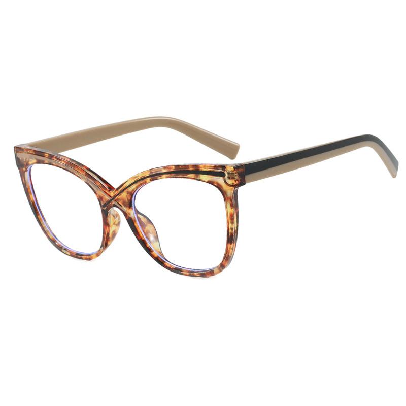 Square cat eye large frame X cross flat mirror anti-blue light plain glasses frame ins photo catwalk glasses frame