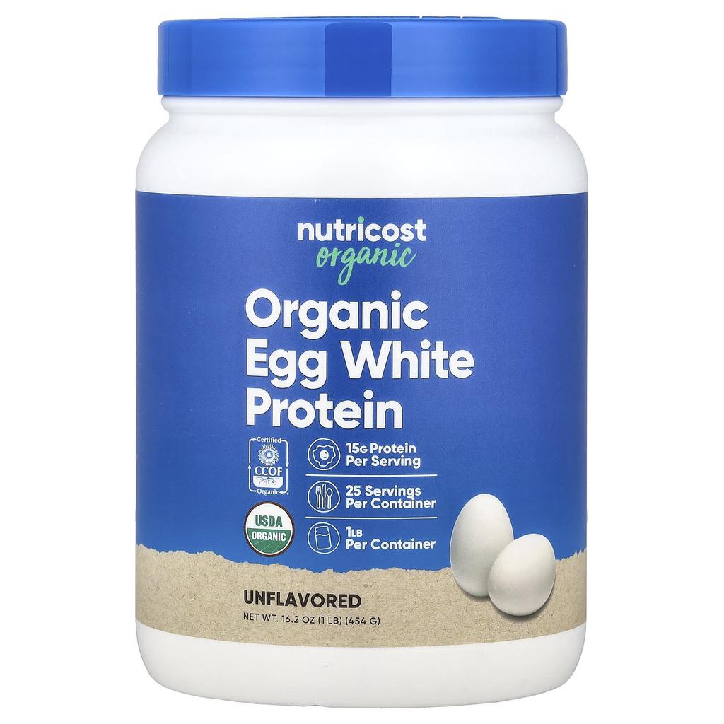 Nutricost, Organic Egg White Protein, Unflavored, 454g (1 lb)