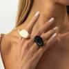 KunJoe Simple Black and Beige Chunky Resin Acrylic Rings for Women Retro Geometric Irregular Knuckle Ring Jewelry Accessories