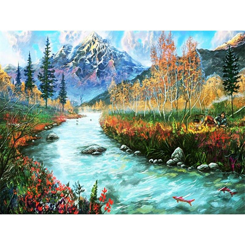 New 5D DIY Diamond Painting Spring Landscape Diamond Embroidery Cross Stitch Full Round Drill Home Decor Manual Art Gift