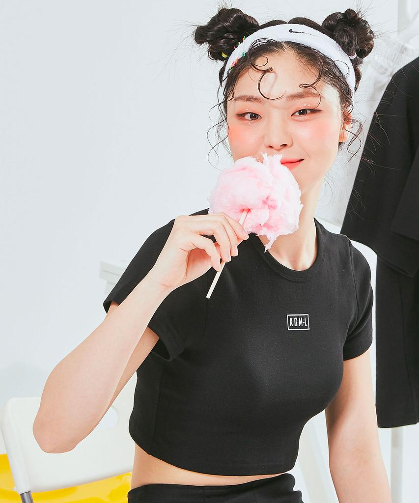 Kagamiel Square Logo Crop T-Shirt Black