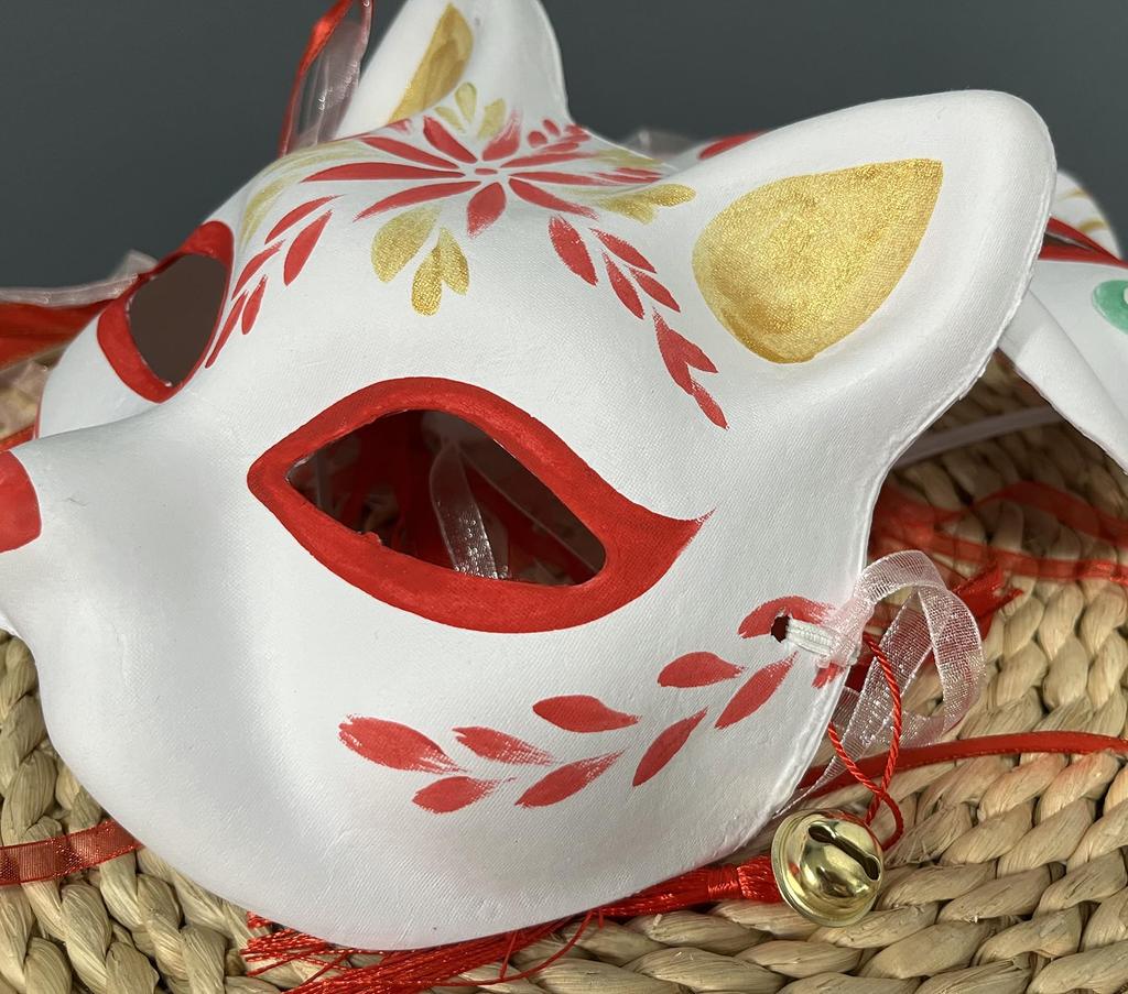 Fox Paper Pulp Set of Fox Half 2 [WEJUB] Masks, Cosplay, Couple's 2, Japanese-Style Masks, Mask, Halloween, Hand-Painted (Red, Masks)