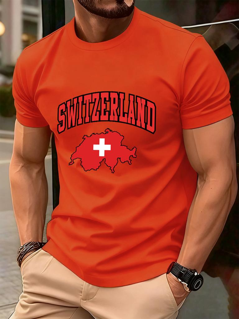 Switzerland Swiss Flag Prints Cotton TShirts Mens Summer Soft Oversized T Shirt ONeck Short Sleeve Tops Basic Male Clothes