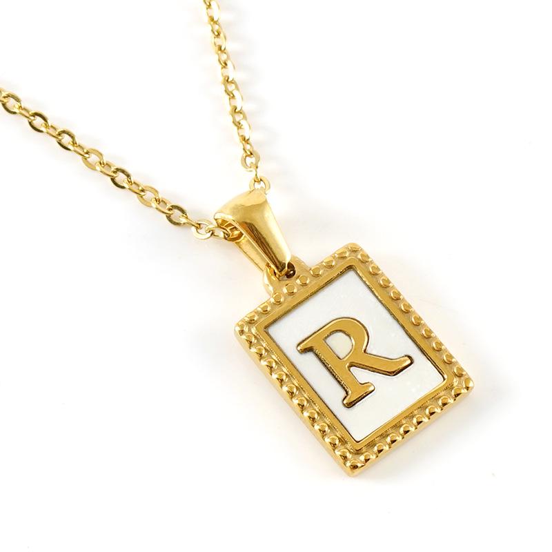 18K Gold Stainless Steel Letter Pendant Necklace – European and American Style Titanium Steel Clavicle Chain for Women