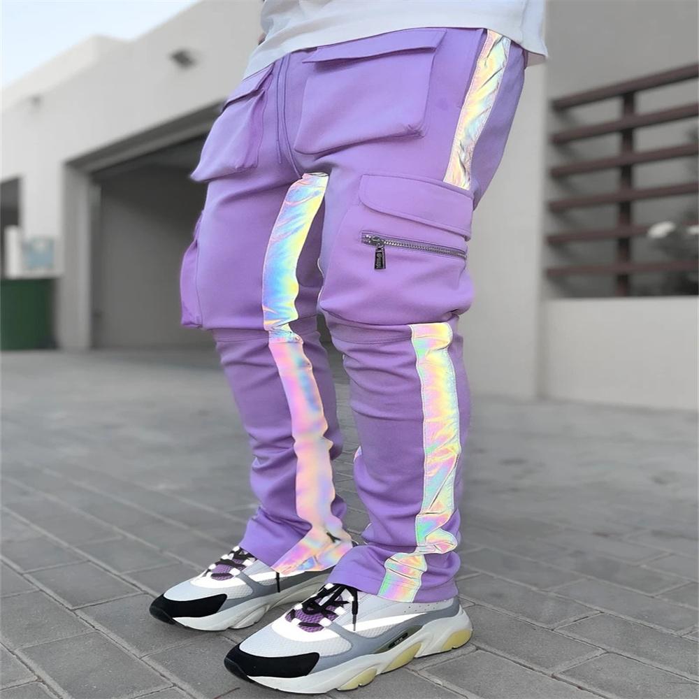 Mens Casual Jogger Cargo Pants Man Fashion Harem Pant Loose Trouser Streetwear Male Trend Pantalon Homme Reflective