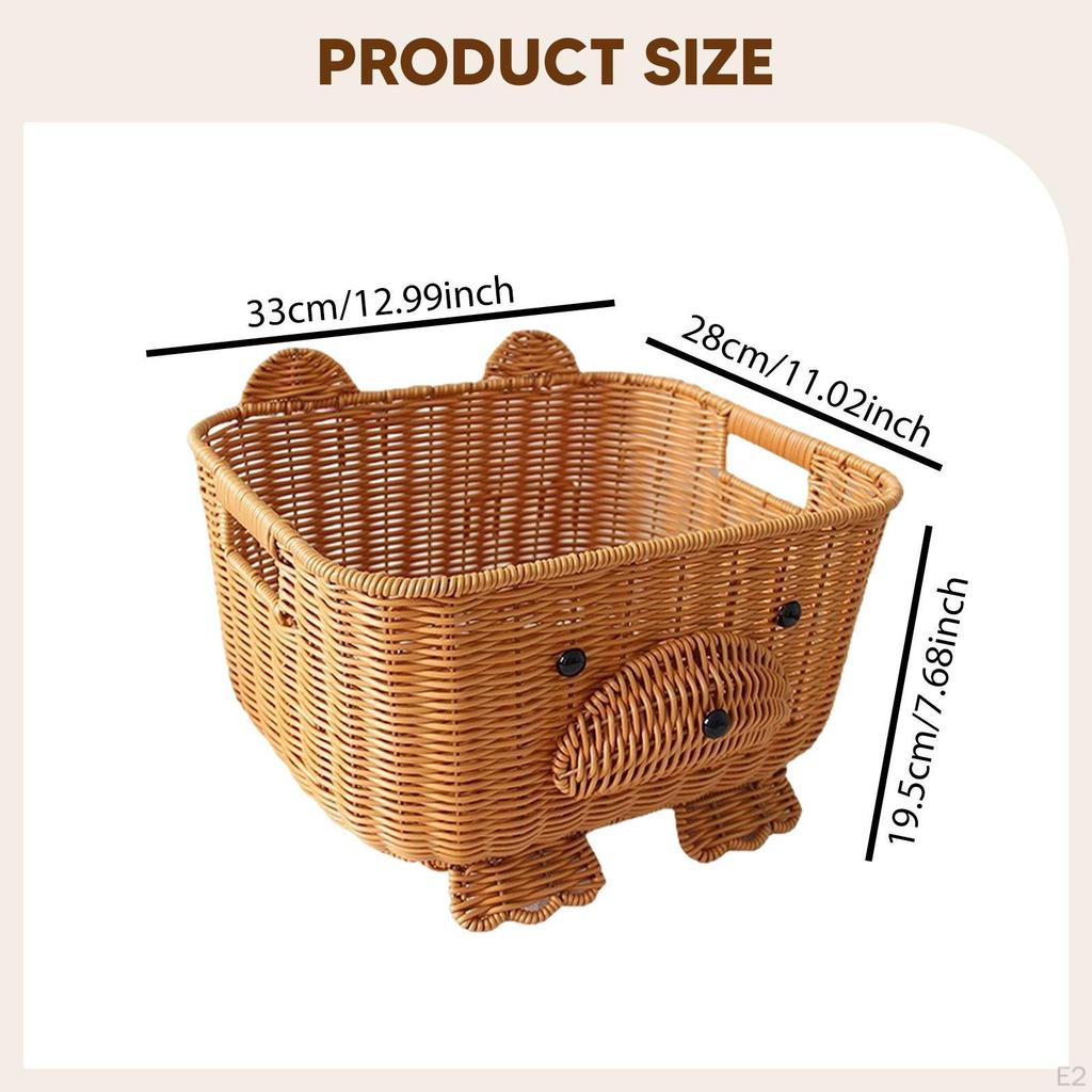 Basket Handmade for Organization with Handles Storage Bin Living Room Kitchen Countertop