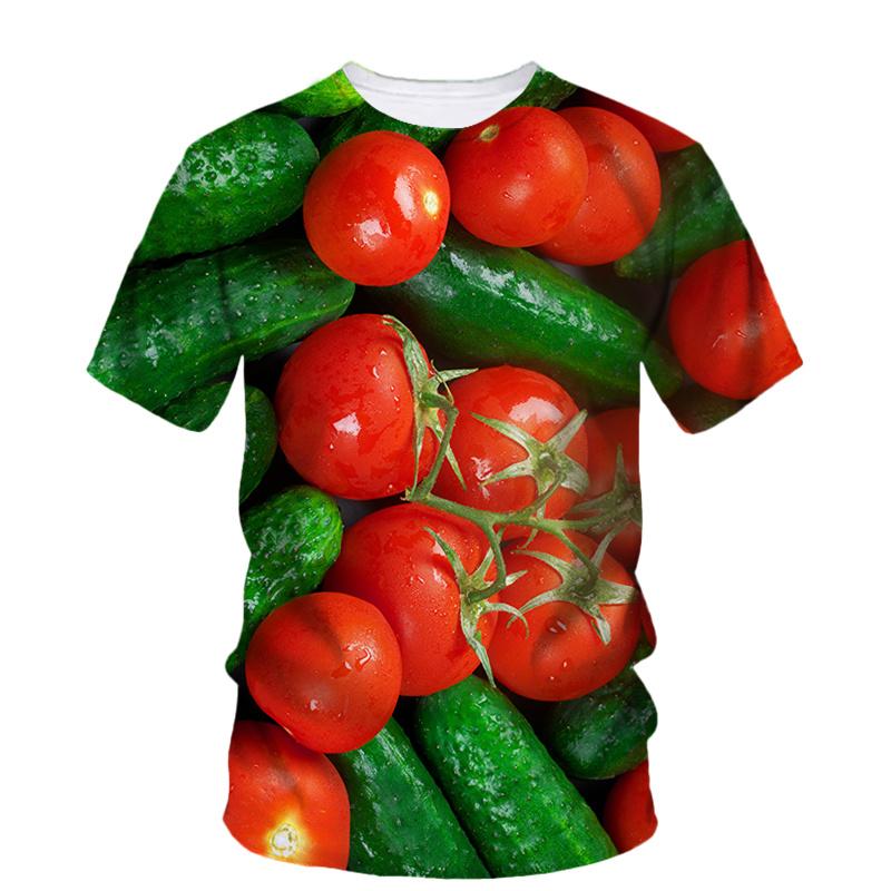 

Креативная футболка с 3D-принтом «Томат» для мужчин, футболки с рисунком из растительного искусства, летние свободные топы с круглым вырезом и короткими рукавами, женские футболки L
