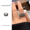 Lan Zhi Retro 925 Sterling Silver Exaggerated Open-Faced Ring - Unique and Colorfast Hand Jewelry.